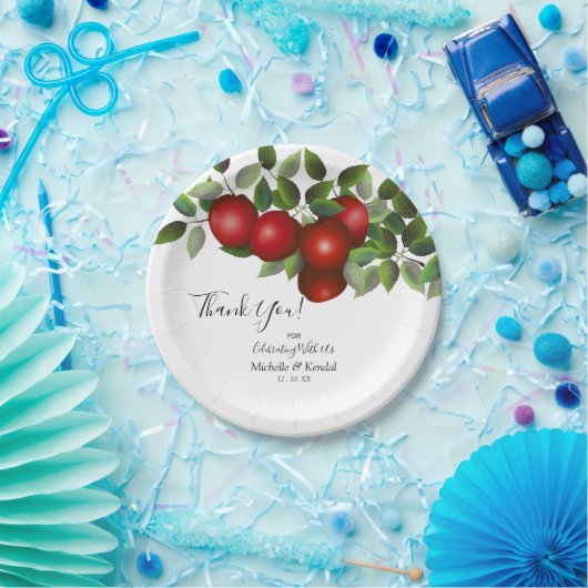 Roodappelvruchten | Dank u wel Papieren Bordje (Feest)