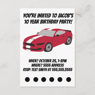 Roodauto jongens/mannen verjaardagskaart kaart