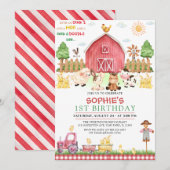 Roodbaardieren in de boerderij van Gingham Kaart (Voorkant / Achterkant)