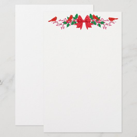 Roodbaarheiddag bovengrens Bow Cardinals Briefpapier (Voorkant / Achterkant)