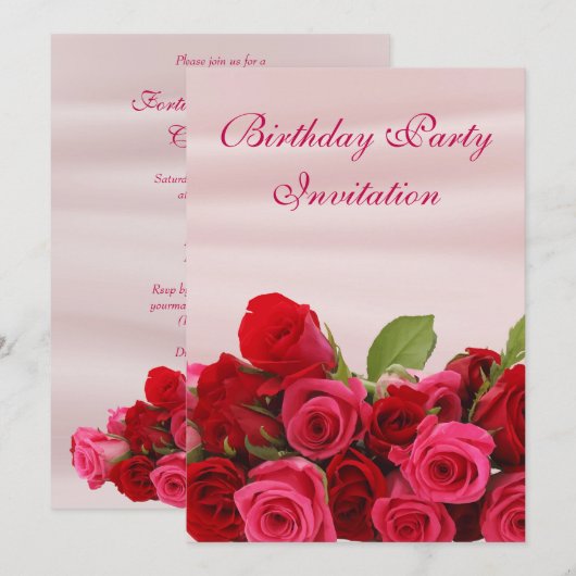 Roodbaarheidspartij van Romantische rozen Kaart (Voorkant / Achterkant)