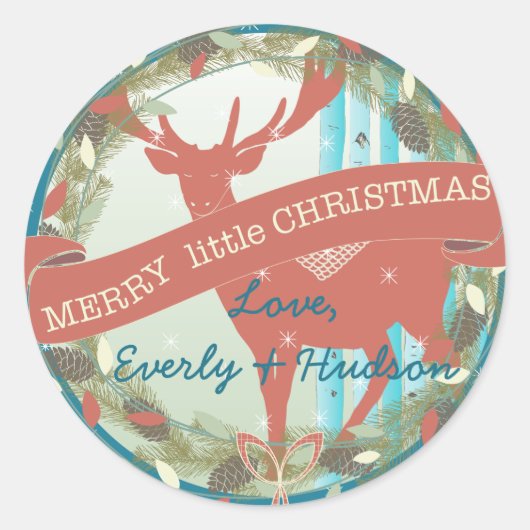 roodbaars Aqua Birch Tree Snowflake Ronde Sticker (Voorkant)