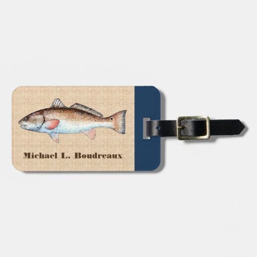 Roodbaars (blauwe accent) bagagelabel (Voorkant horizontaal)