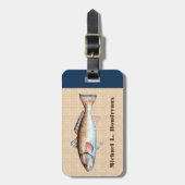 Roodbaars (blauwe accent) bagagelabel (Voorkant verticaal)