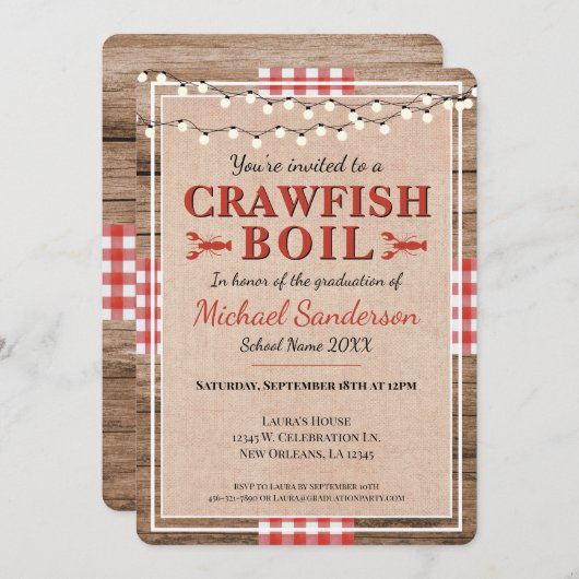 Roodbaars Boil Afstuderen Rustiek Feest Kaart (Voorkant / Achterkant)