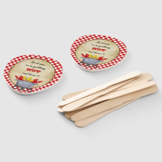 Roodbaars Boil Pot Red Check Gingham Handwaaier (Niet-gemonteerd)