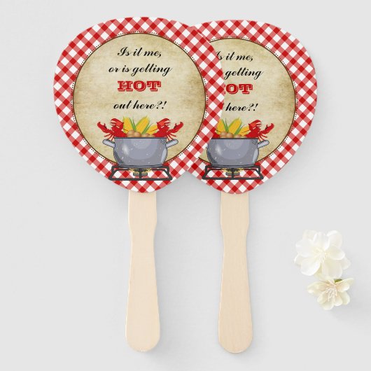 Roodbaars Boil Pot Red Check Gingham Handwaaier (Voorkant en achterkant)