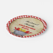 Roodbaars Boil Pot Red Check Gingham Papieren Bordje (Gekanteld)