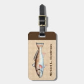 Roodbaars (bruine inkool) bagagelabel (Voorkant verticaal)