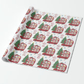 Roodbaars Bus Child Name Love Santa KerstKerstmis Cadeaupapier (Uitgerold)