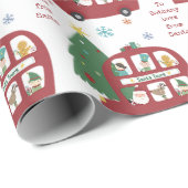 Roodbaars Bus Child Name Love Santa KerstKerstmis Cadeaupapier (Rol Hoek)