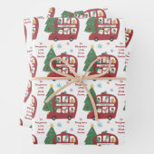 Roodbaars Bus Child Name Love Santa KerstKerstmis Inpakpapier Vel (In situ)