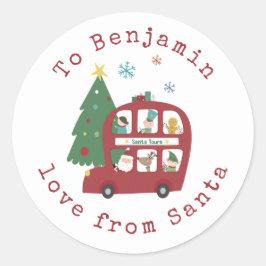Roodbaars Bus Tree Kindnaam liefde kerstman Ronde Sticker