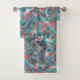 Roodbaars en cyaanvlekken op schitterende wand bad handdoek