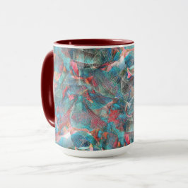 Roodbaars en cyaanvlekken op schitterende wand mok