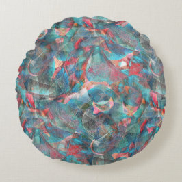 Roodbaars en cyaanvlekken op schitterende wand rond kussen