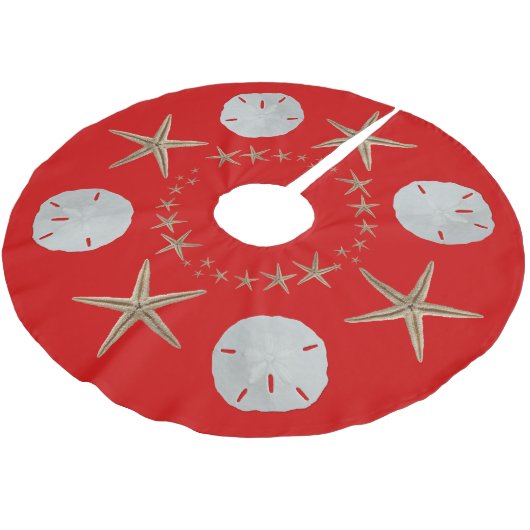 Roodbaars en kerstboomrokken met zand dollar kerstboom rok (Gekanteld)