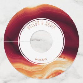 Roodbaars en lijst geo-moderne herfstbruiloft wijnglaslabel