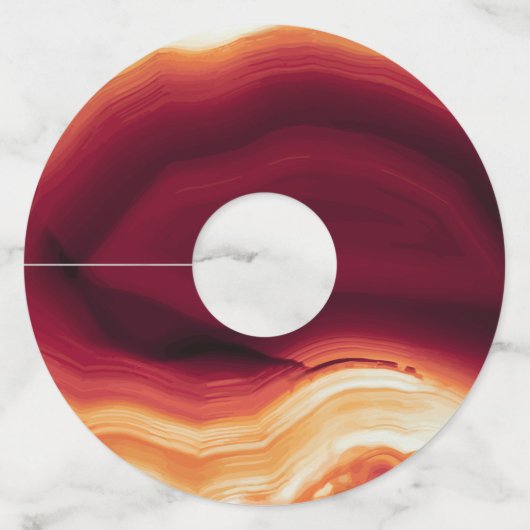 Roodbaars en lijst geo-moderne herfstbruiloft wijnglaslabel (Achterkant)