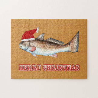 Roodbaars kerstkerstmankreet legpuzzel