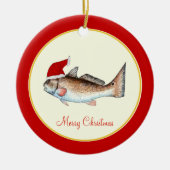 Roodbaars kerstkerstmanshat keramisch ornament (Voorkant)