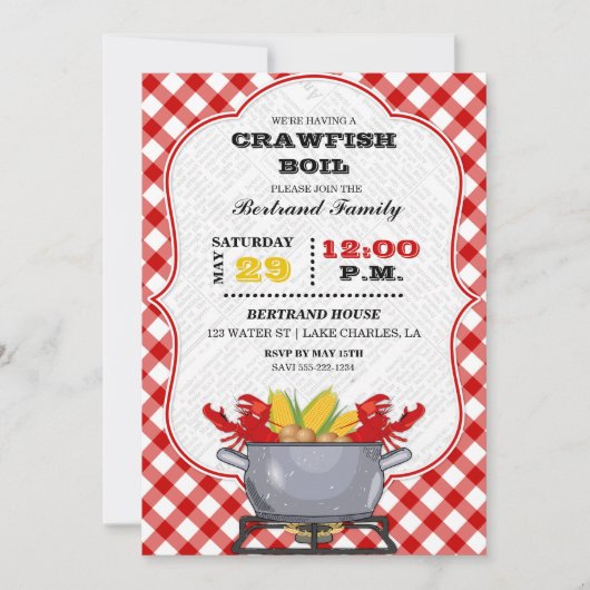 Roodbaars kookpot Rood geruit Gingham Kaart (Voorkant)