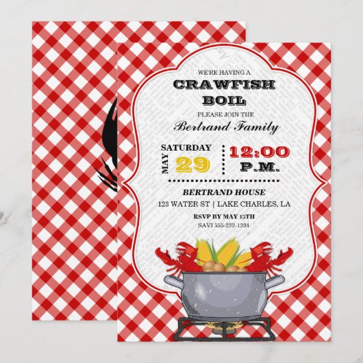 Roodbaars kookpot Rood geruit Gingham Kaart (Voorkant / Achterkant)