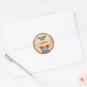 Roodbaars kookpot Rood geruit Gingham Ronde Sticker (Envelop)