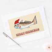 Roodbaars Santa Vrolijk Kerstfeest op Off White Rechthoekige Sticker (Envelop)