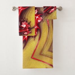 Roodbaarse fractale hagedis op zachte, onbewerkte  bad handdoek