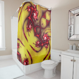 Roodbaarse hagedis op zandtextuur van ochre douchegordijn