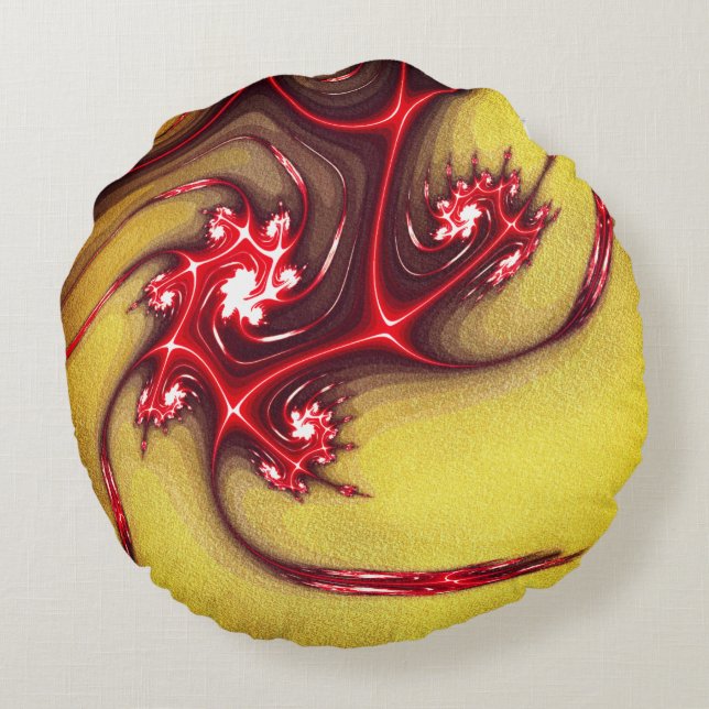 Roodbaarse hagedis op zandtextuur van ochre rond kussen (Achterkant)