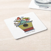 roodbaarzen met blauwe bessen en vogelpest kartonnen onderzetters (Schuin)