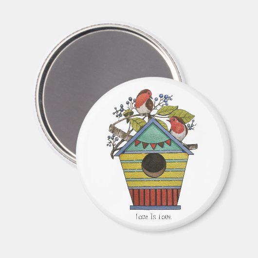 roodbaarzen met blauwe bessen en vogelpest magneet (Voorkant / Achterkant)