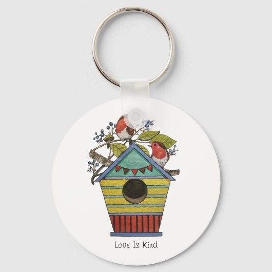 roodbaarzen met blauwe bessen en vogelpest sleutelhanger (Voorkant)