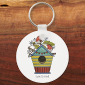 roodbaarzen met blauwe bessen en vogelpest sleutelhanger (Voorkant)