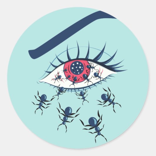 Roodbaarzen met kruipende mieren ronde sticker (Voorkant)