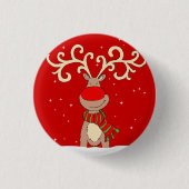 Roodbaarzen met rode neus kerstpin ronde button 3,2 cm (Voorkant)