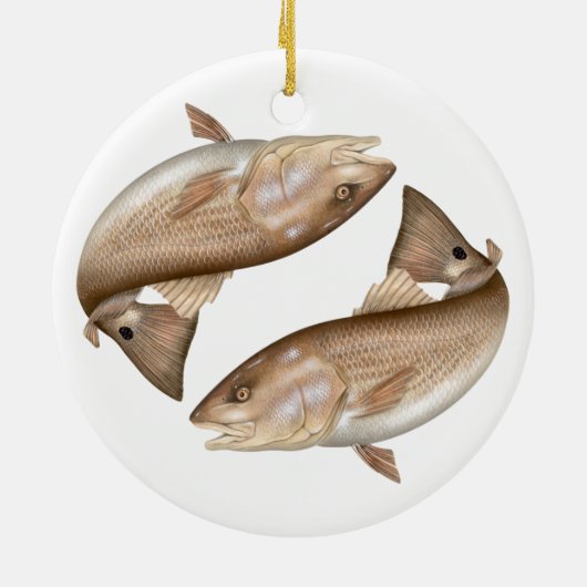 Roodbaarzen (Red Drum) Keramisch siermiddel Keramisch Ornament (Achterkant)