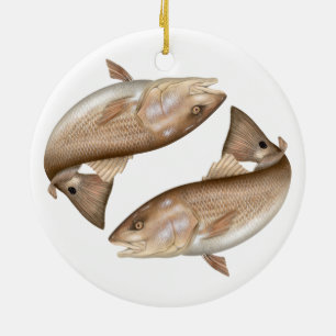 Roodbaarzen (Red Drum) Keramisch siermiddel Ornament