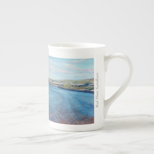 Roodbaarzen Sandbars - mok van beenderporselein (Rechts)