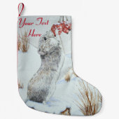 Roodbaarzen sneeuwscopen kleine kerstsok (Voorkant)