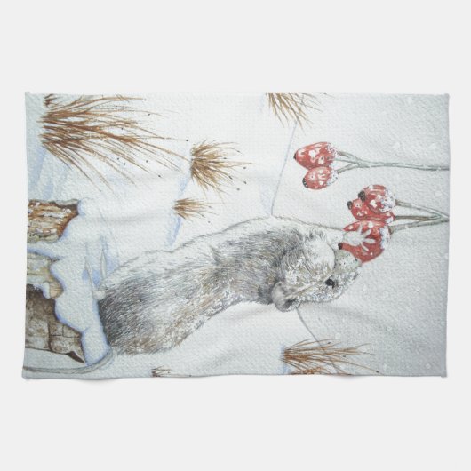 Roodbaarzen sneeuwscopen theedoek (Horizontaal)