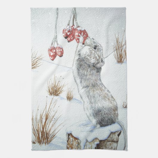 Roodbaarzen sneeuwscopen theedoek (Verticaal)