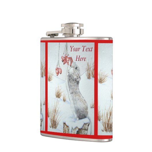 Roodbaarzen sneeuwscurve heupfles (Links)