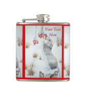 Roodbaarzen sneeuwscurve heupfles (Voorkant)