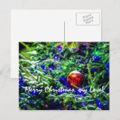 Roodbal met groene kerstboom feestdagenkaart (Voorkant / Achterkant)