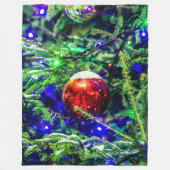 Roodbal met groene kerstboom fleece deken (Voorkant)