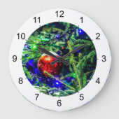 Roodbal met groene kerstboom grote klok (Voorkant)