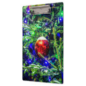 Roodbal met groene kerstboom klembord (Links)